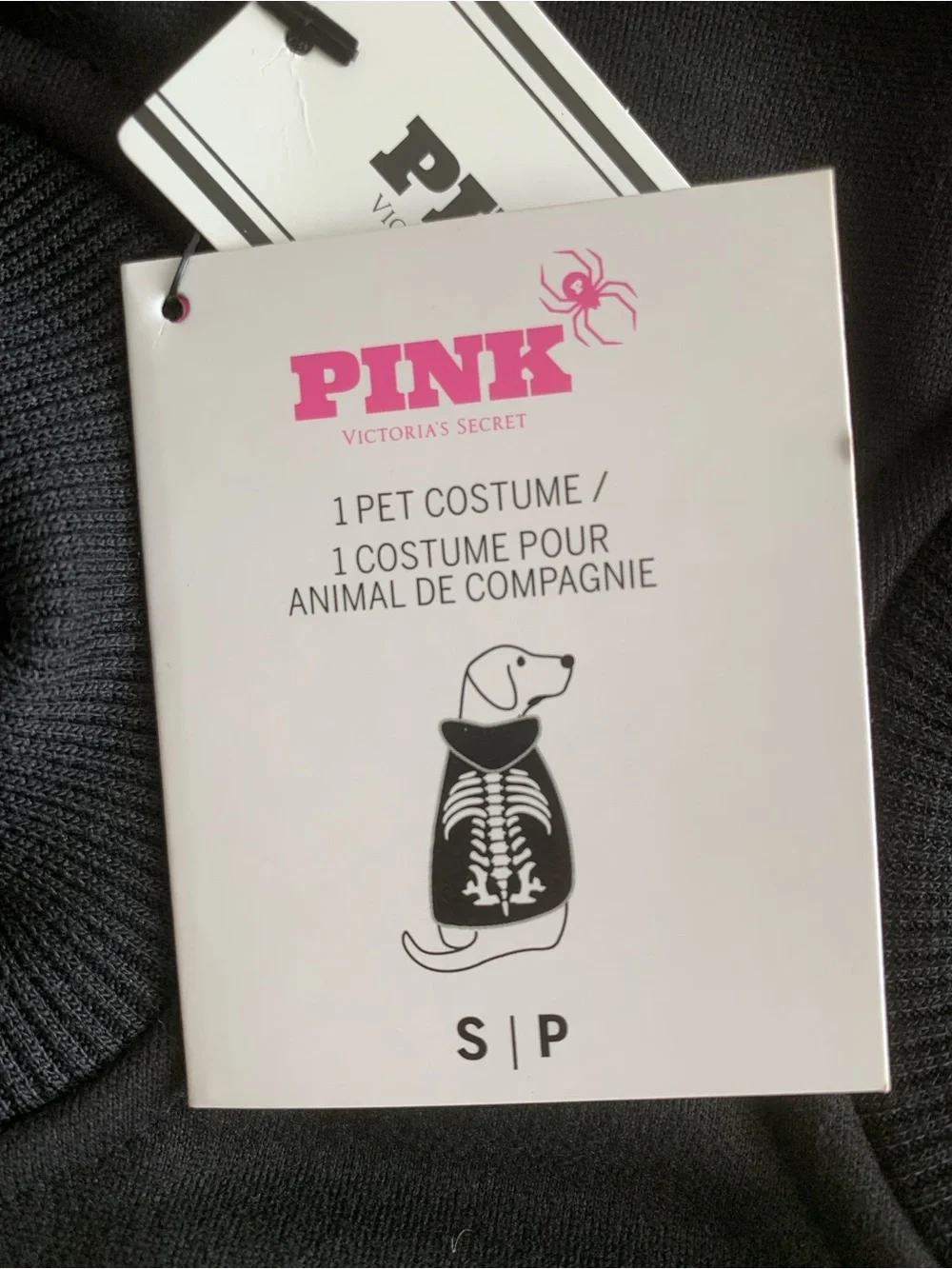 Victoria's Secret PINK Pup Pet Costume Skeleton Halloween Hoodie S NWT